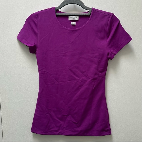 Aritzia Contour Crew T-Shirt Ube Purple Double Lined Tee Nylon - Picture 1 of 4